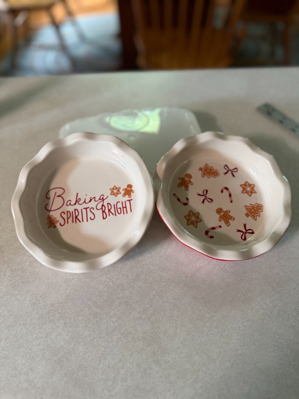 Holiday Time Christmas Ceramic Mini Pie Dishes / Ramekins Set of 2